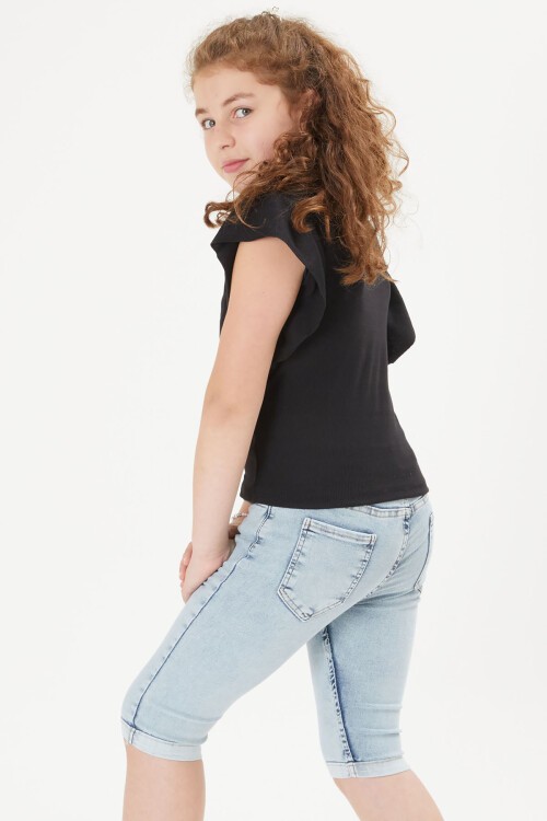 Kız Çocuk Açık Mavi Jean Şort 16103