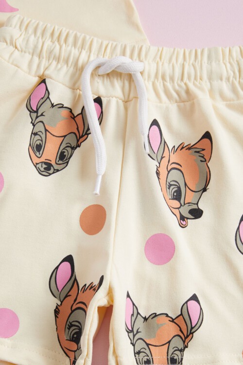 Kız Çocuk Bambi Geyik Baskılı Yazlık Şortlu Takım 15474