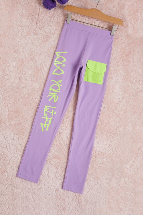 Kız Çocuk Baskılı Tayt 10-15 Yaş 13967