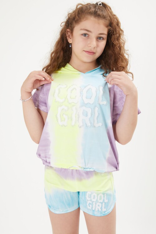 Kız Çocuk Cool Yazılı Kapşonlu Takım 16057