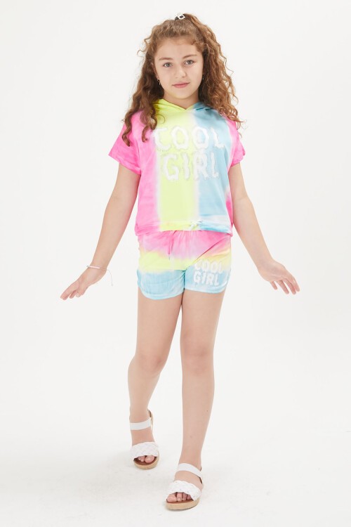 Kız Çocuk Cool Yazılı Kapşonlu Takım 16057