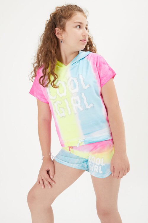 Kız Çocuk Cool Yazılı Kapşonlu Takım 16057