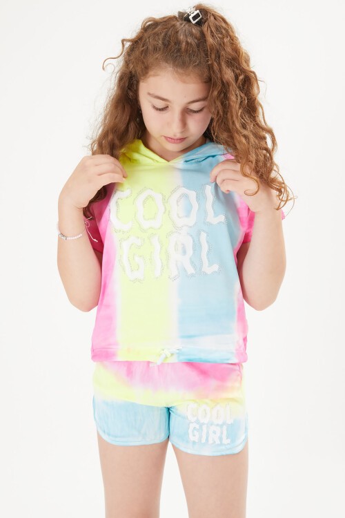 Kız Çocuk Cool Yazılı Kapşonlu Takım 16057