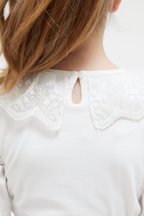 Kız Çocuk Deri Etekli Dantel Detay Bluzlu Takım 15413