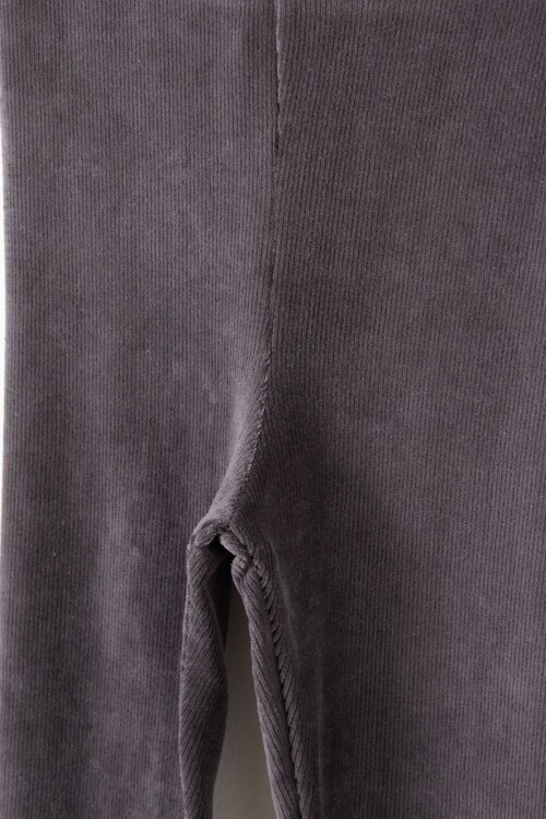 Kız Çocuk Fitilli 2li Kadife Tayt Siyah-Gri 16482