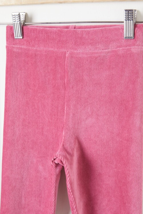 Kız Çocuk Fitilli 2li Kadife Tayt Siyah-Pembe 16491