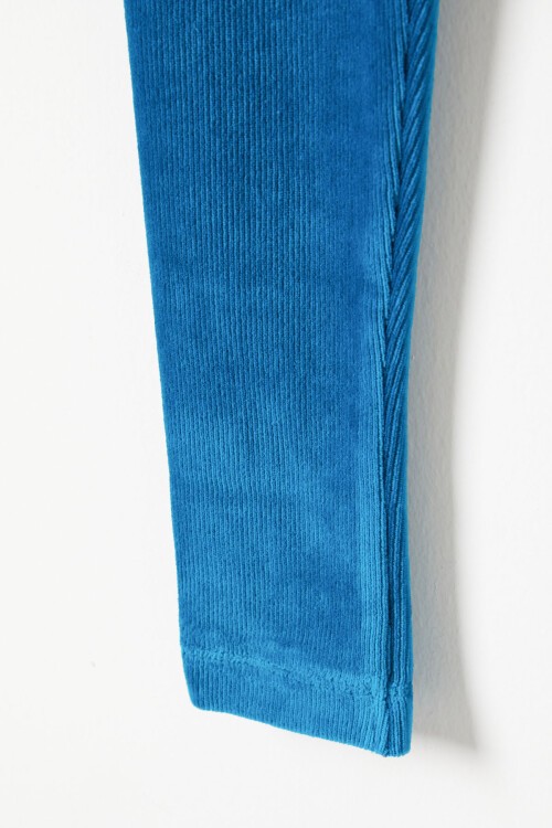 Kız Çocuk Fitilli 2li Kadife Tayt Siyah-Turkuaz 16484