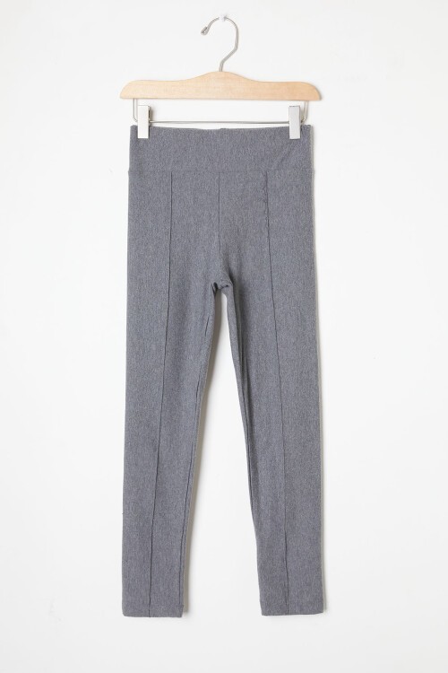 Kız Çocuk Gri Basic Düz Tayt 16389