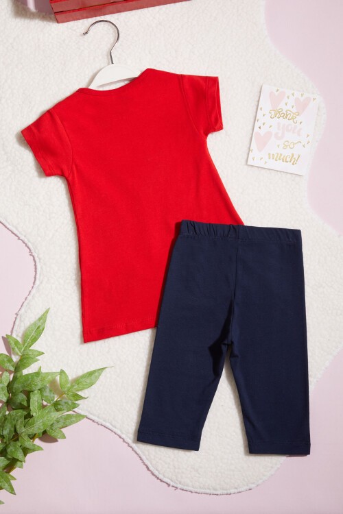 Kız Çocuk Kırmızı Arı Nakışlı 2-5 Yaş Kaprili Takım 403-2