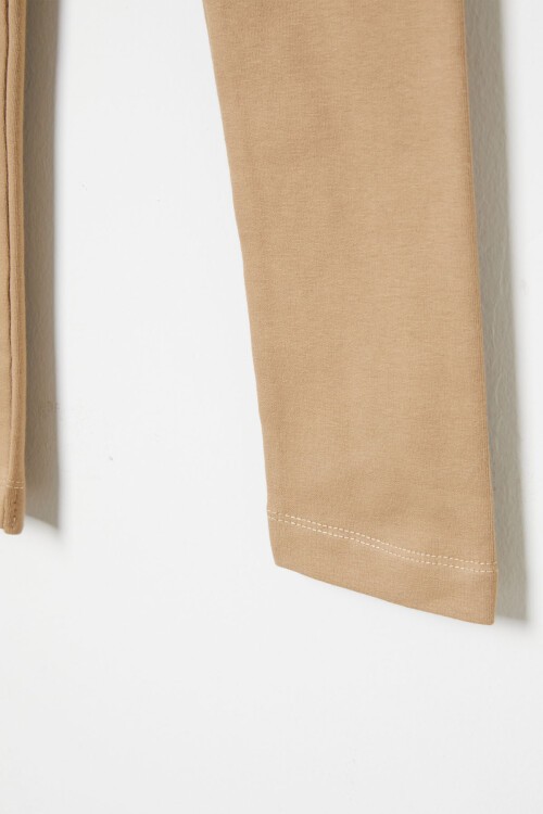 Kız Çocuk Krem Şardonlu Basic Düz Tayt 16388