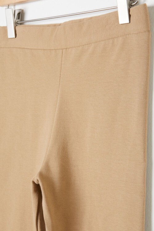 Kız Çocuk Krem Şardonlu Basic Düz Tayt 16388