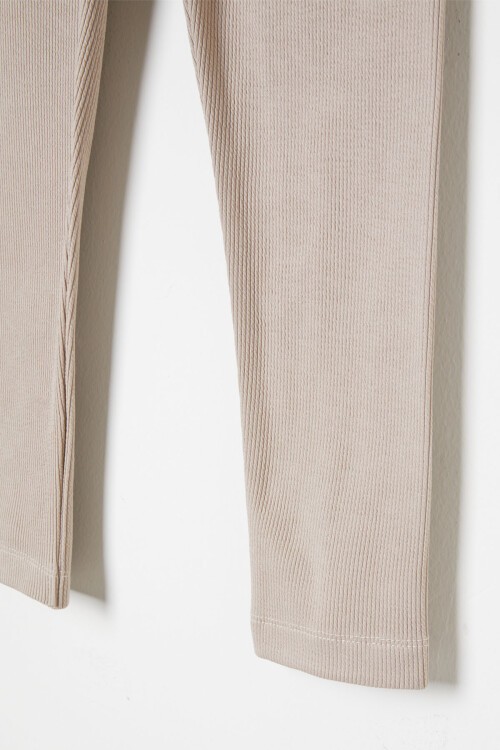 Kız Çocuk Krem Fitilli Düz Tayt 16397