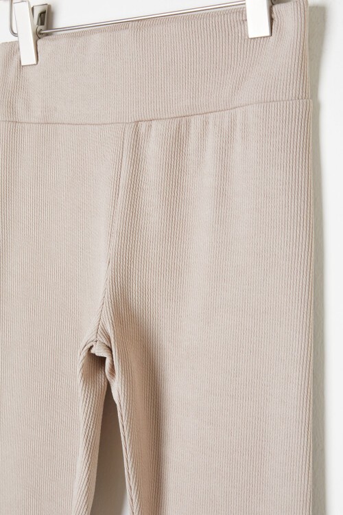 Kız Çocuk Krem Fitilli Düz Tayt 16397