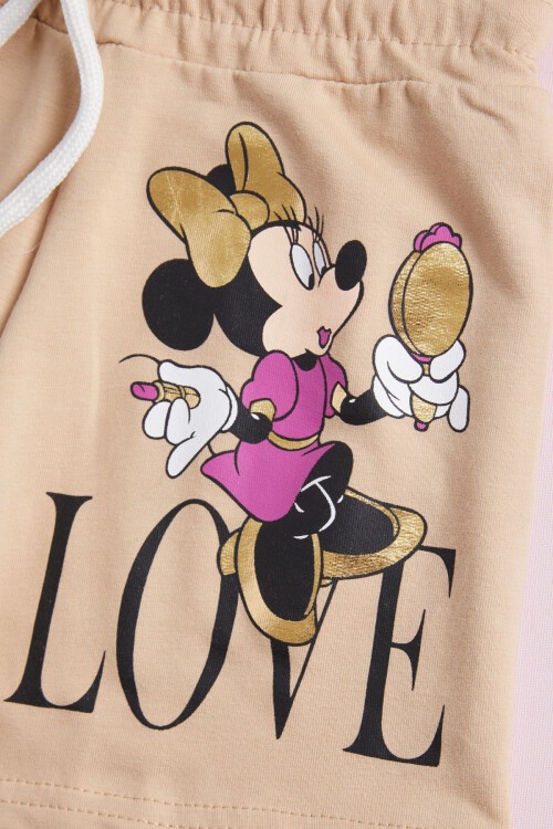 Kız Çocuk Krem Love Baskı Yazlık Şortlu Takım 15473