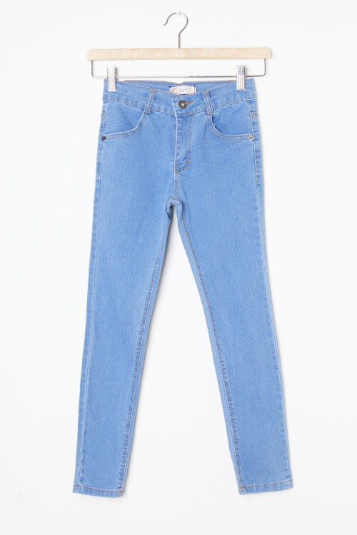 Kız Çocuk Likralı Mavi Jean Pantolon 16250