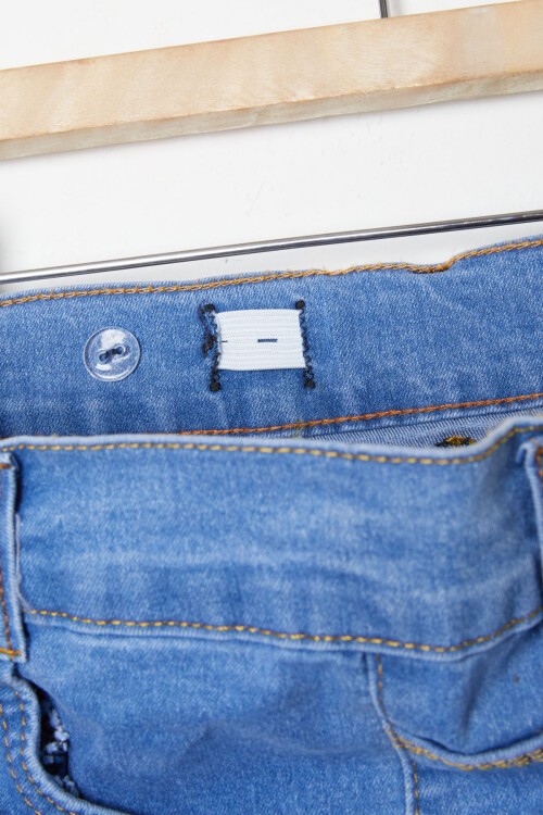 Kız Çocuk Likralı Mavi Jean Pantolon 16250