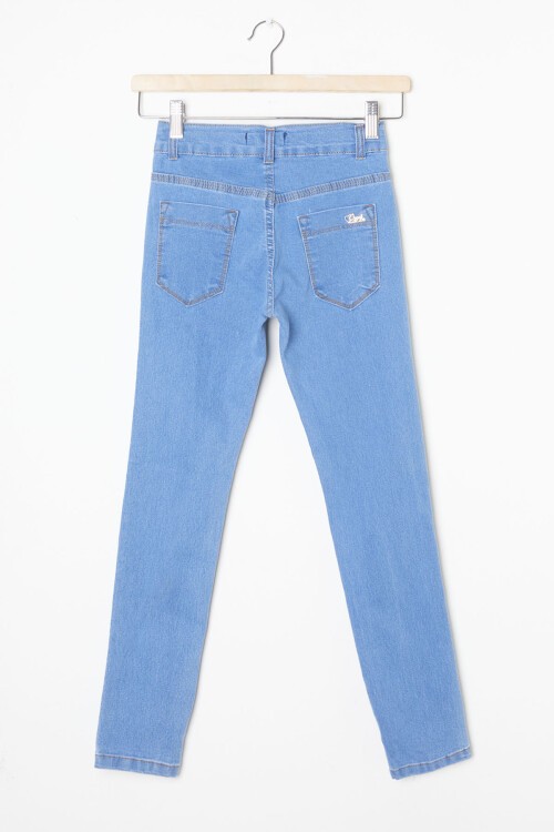 Kız Çocuk Likralı Mavi Jean Pantolon 16250