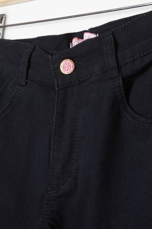 Kız Çocuk Likralı Siyah Jean Pantolon 16251