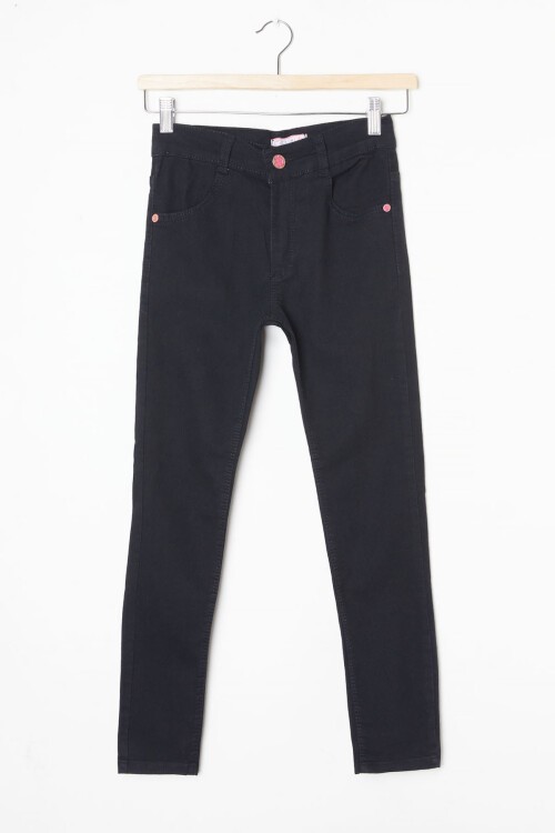 Kız Çocuk Likralı Siyah Jean Pantolon 16251