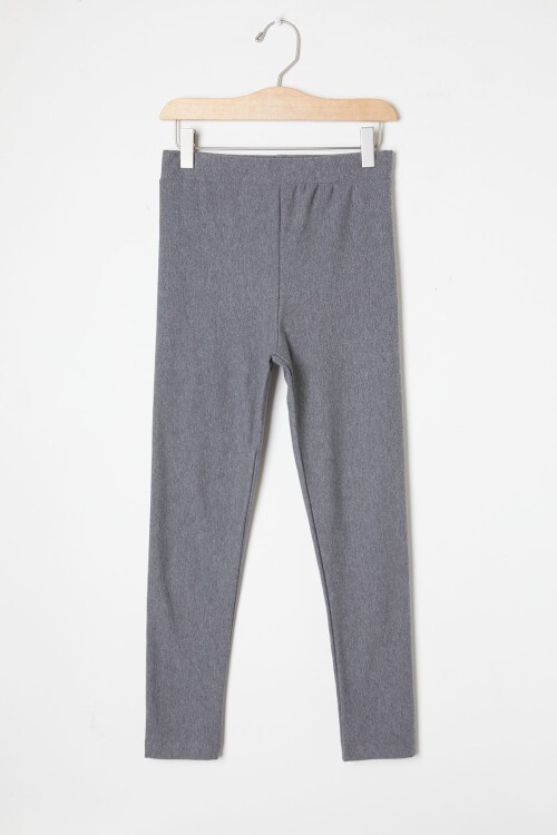 Kız Çocuk Şardonlu Gri Düz Tayt 16400