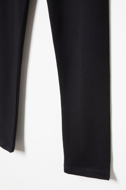 Kız Çocuk Şardonlu Siyah Düz Tayt 16398