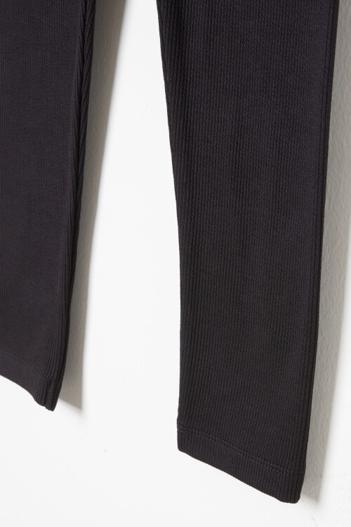 Kız Çocuk Siyah Fitilli Düz Tayt 16395