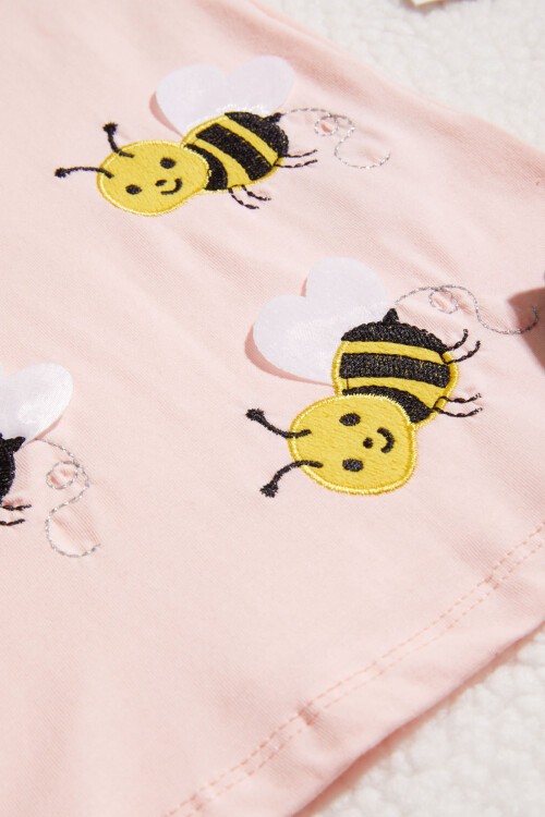 Kız Çocuk Somon Arı Nakışlı 2-5 Yaş Kaprili Takım 403