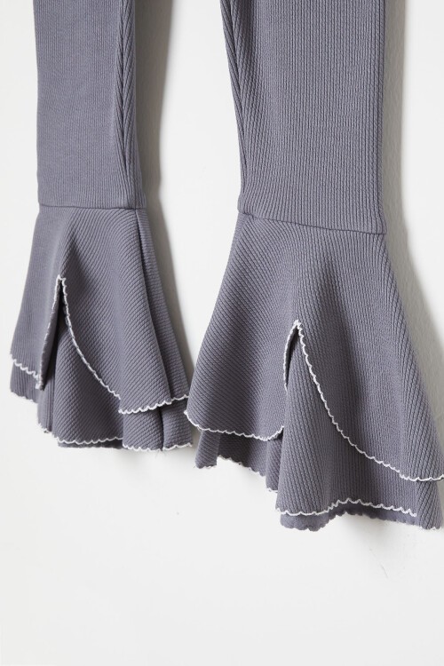 Kız Çocuk Volanlı Gri İspanyol Paça Tayt 16382