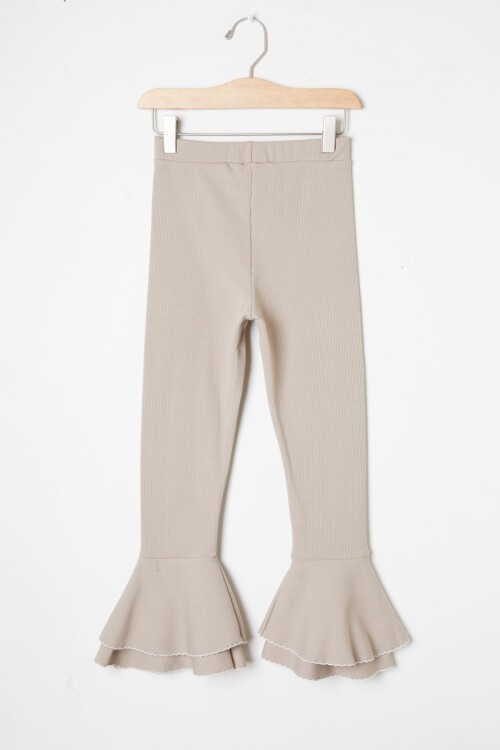 Kız Çocuk Volanlı Krem İspanyol Paça Tayt 16383