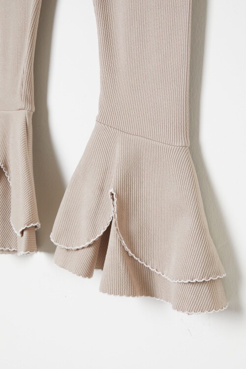 Kız Çocuk Volanlı Krem İspanyol Paça Tayt 16383