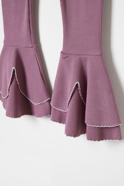 Kız Çocuk Volanlı Pembe İspanyol Paça Tayt 16384