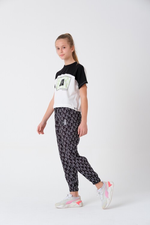 Kız Çocuk Yazı Baskılı Yazlık Takım 8-14 Yaş 13843