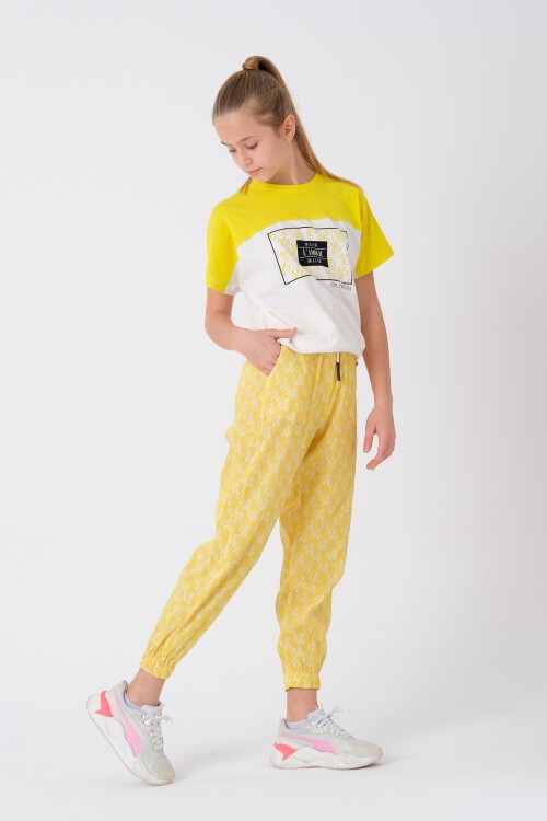 Kız Çocuk Yazı Baskılı Yazlık Takım 8-14 Yaş 13843