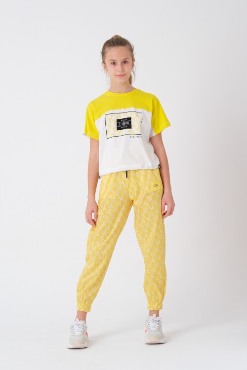 Kız Çocuk Yazı Baskılı Yazlık Takım 8-14 Yaş 13843