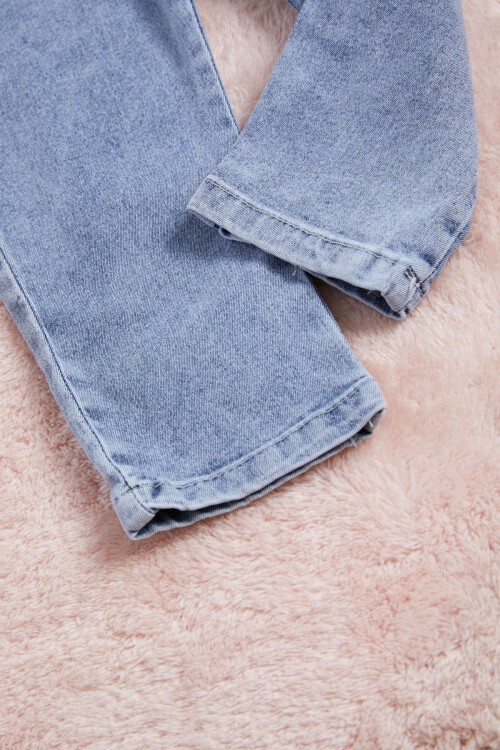 Koyu Mavi Ayıcık Detaylı Kız Salopet Tulum 15466