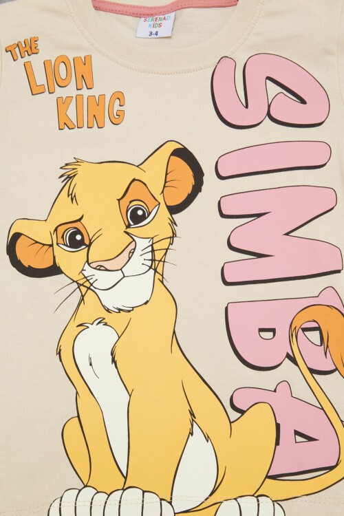 Krem Aslan Kral Baskılı Erkek Çocuk Şortlu Takım 15404