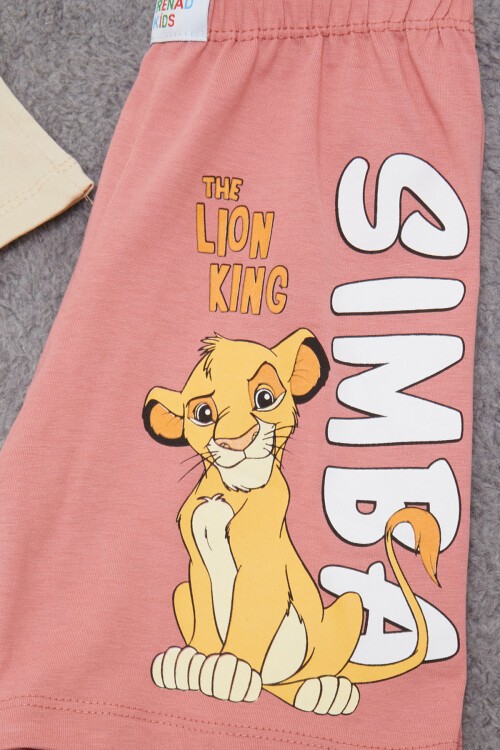 Krem Aslan Kral Baskılı Erkek Çocuk Şortlu Takım 15404