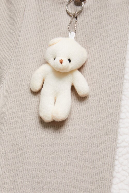 Krem Ayıcıklı Fitilli Kız Çocuk Tayt 15398