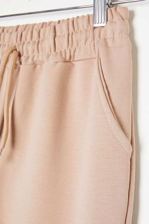 Krem Bel ve Paça Lastikli Basic Erkek Çocuk Okul Eşofman Altı 16257