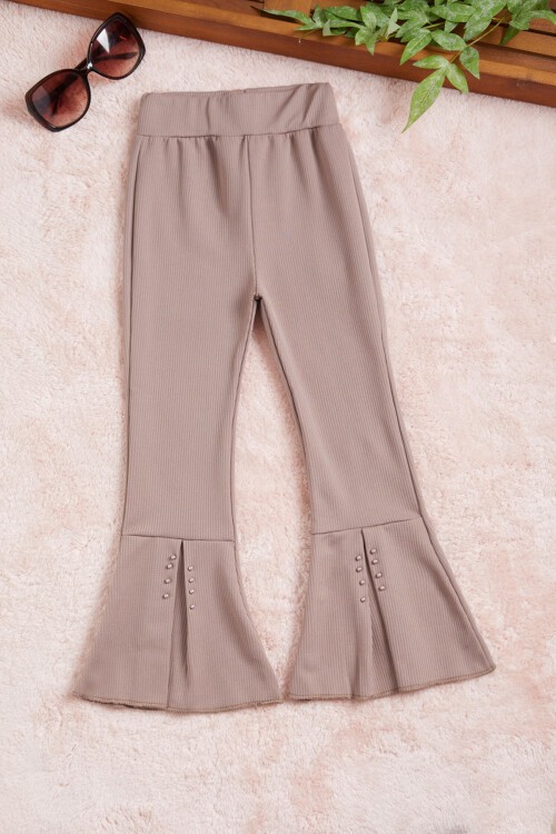 Krem Boncuklu Yırtmaçlı İspanyol Kız Tayt 15657