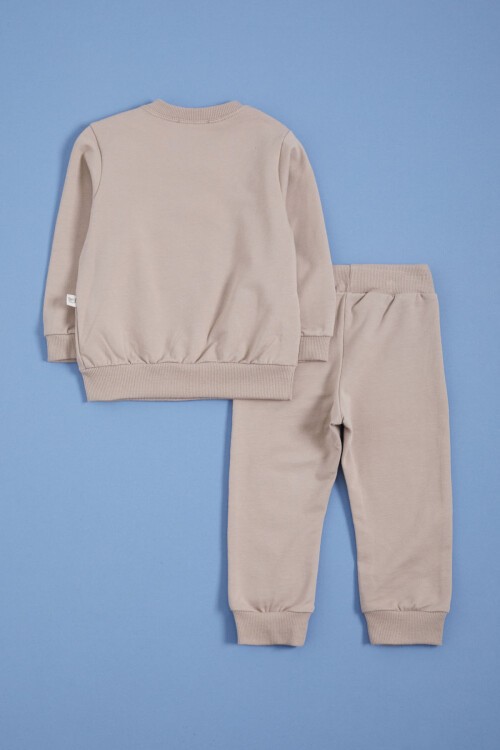 Krem Papyonlu Ayıcık Detaylı Erkek Bebek Takımı 16138