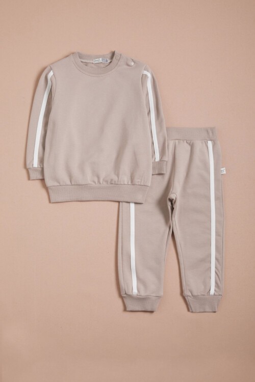 Krem Şeritli Erkek Bebek Takımı 16136