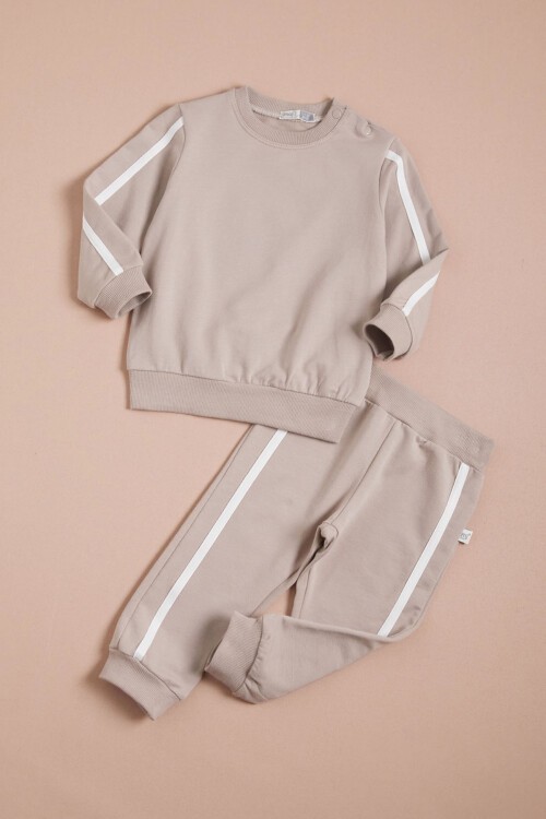 Krem Şeritli Erkek Bebek Takımı 16136