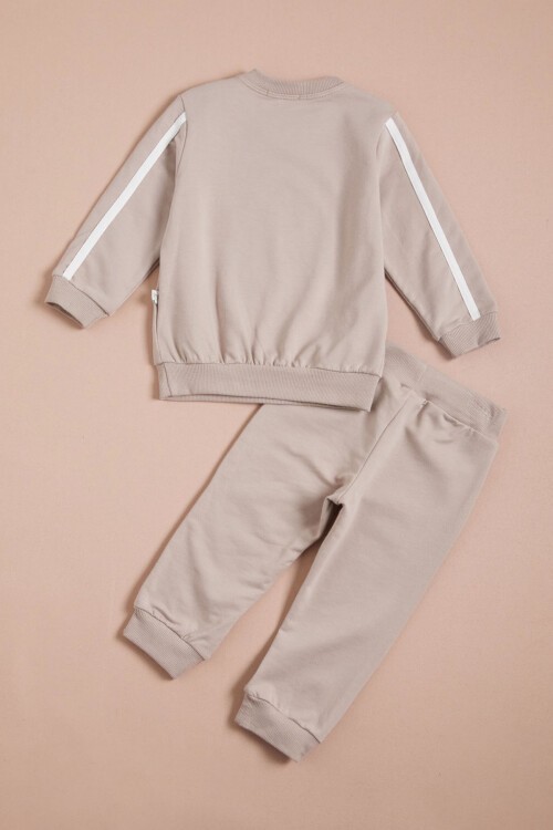 Krem Şeritli Erkek Bebek Takımı 16136