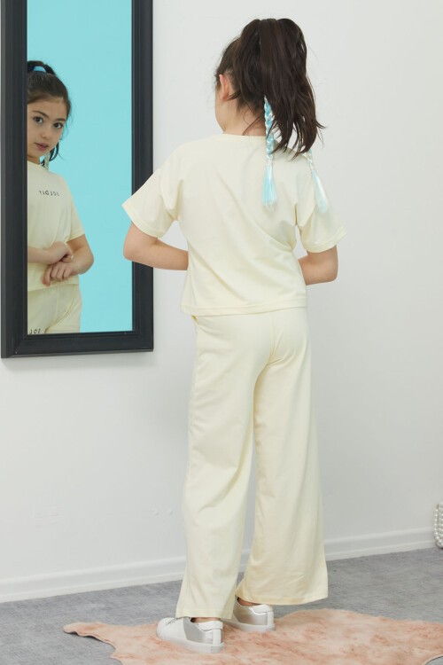 Krem Soliday Baskılı Kız Çocuk Alt Üst Takım 15393