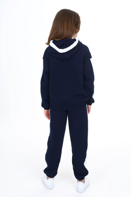 Lacivert Beautiful Baskılı Kız Çocuk Polarlı Eşofman Takımı 16523