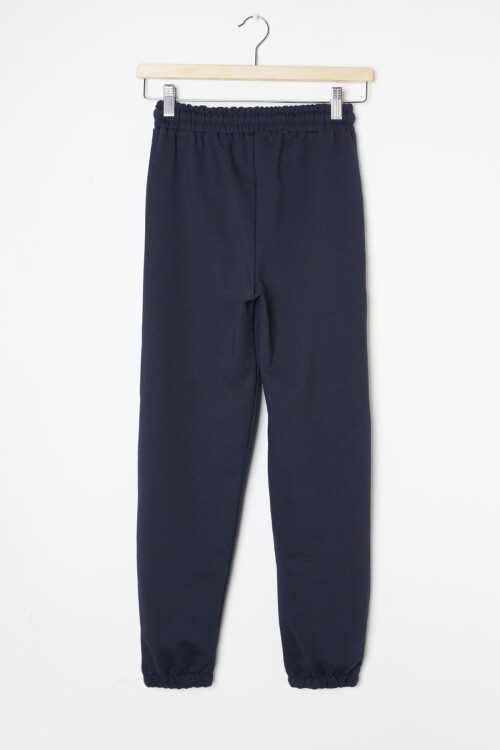 Lacivert Bel ve Paça Lastikli Basic Kız Çocuk Okul Eşofman Altı 16249