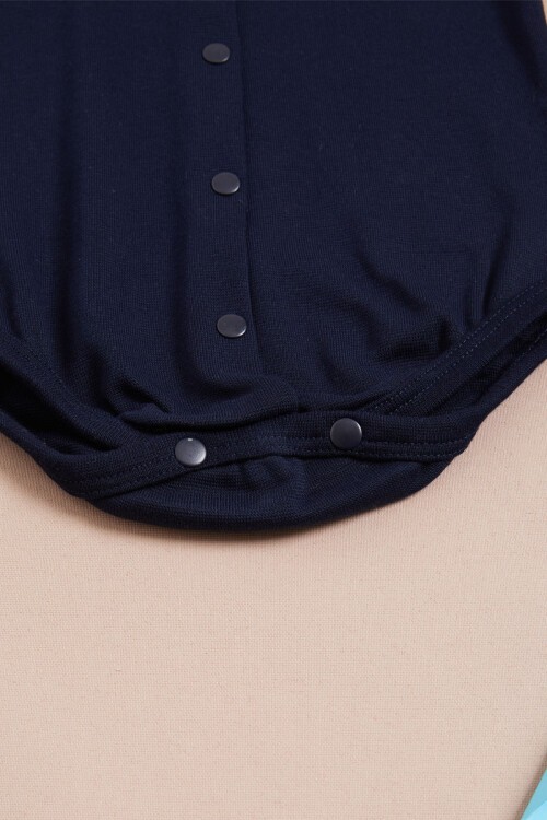 Lacivert Çıtçıtlı Kısa Kollu bebek Body 15530