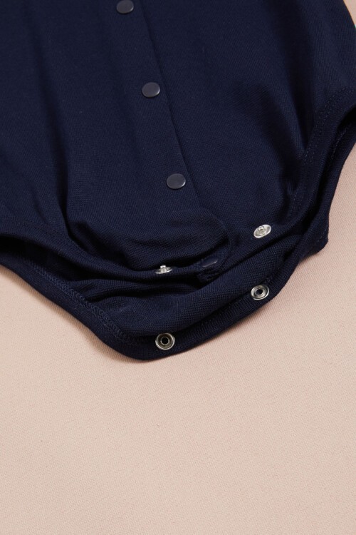 Lacivert Çıtçıtlı Kısa Kollu bebek Body 15530