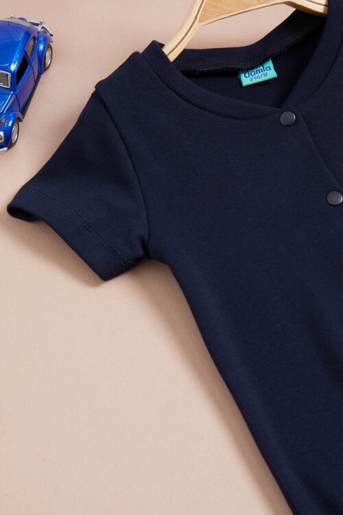 Lacivert Çıtçıtlı Kısa Kollu bebek Body 15530